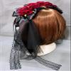 Qhome Lolita Fancy Dress Headband With Rose Bowknot Crystal Flowers Lace Halloween Headwear Costume Accessory view 2