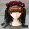Qhome Lolita Fancy Dress Headband With Rose Bowknot Crystal Flowers Lace Halloween Headwear Costume Accessory view 3