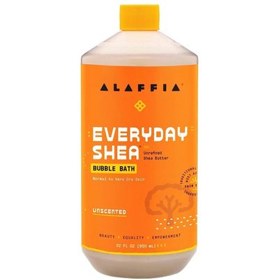 Alaffia Bubble Bath for Women, Unscented Everyday Shea Butter Formula with Wild Yam, 32 Fl Oz