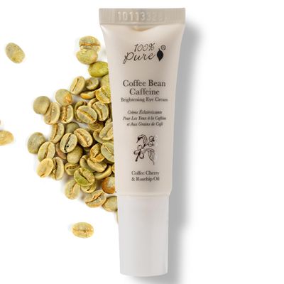 100% PURE Coffee Bean Caffeine Eye Cream Refresh & Hydrate Under Eye Treatment Reduce Puffiness, Dark Circles, Wrinkles with Green Tea, Rose Hip, Vitamin E - Youthful Vibrant Eyes - Vegan - 0.3 oz