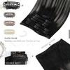 Moresoo Black And Silver Clip in Hair Extensions Ombre Black And Silver Human Hair Extensions Clip ins Real Human Hair for Women Double Weft 120g/7pcs 16 inch view 4