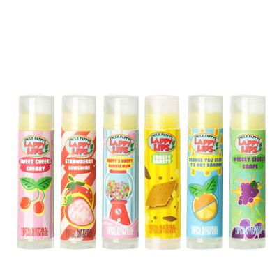 Lappy Lips Organic 100% Natural, Lip Balm Chap stick for Kids, Toddlers (6 flavors) - Organic Essential Oil - for Dry Chapped Lips to Restore and Heal and Make Kids Happy