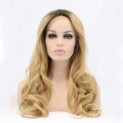 Wavy Wig Curly Blonde Mixed Synthetic Lace Front Wig