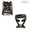 French Amie Big Fat Onyx Silver Grey Handmade Celluloid Acetate Sturdy Jaw Hair Claw Clip with Covered Spring view 2