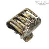 French Amie Big Fat Onyx Silver Grey Handmade Celluloid Acetate Sturdy Jaw Hair Claw Clip with Covered Spring view 3