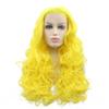 Wavy Wig Curly Bright Yellow Synthetic Lace Front Wig view 1