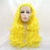 Wavy Wig Curly Bright Yellow Synthetic Lace Front Wig view 2
