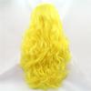 Wavy Wig Curly Bright Yellow Synthetic Lace Front Wig view 4