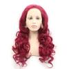 Light Wavy Curly Wig Copper Red Synthetic Lace Front Wig with view 1