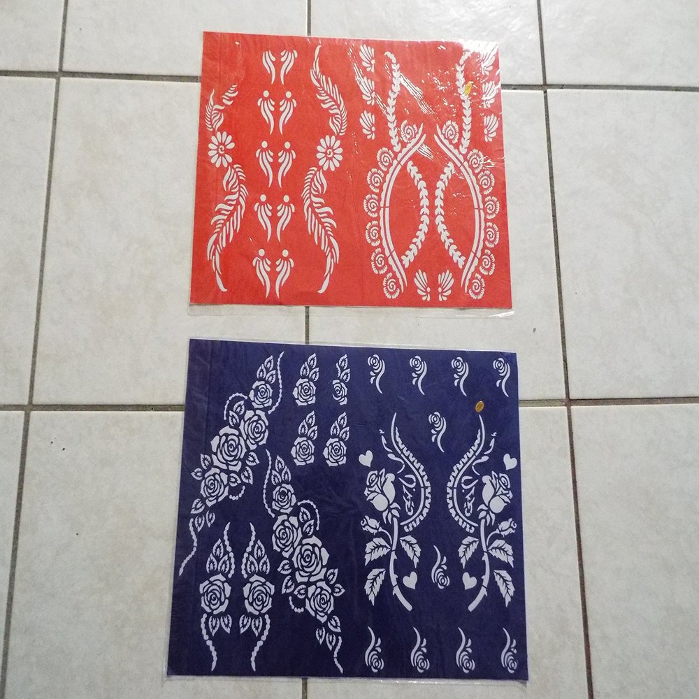 2 Self Adhesive Decal Stencils for Henna Temporary Tattoo