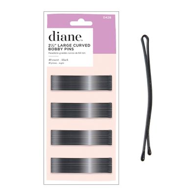 Diane Curved Hair Bobby Pins for Women Bulk Pack of 40 Large 2.5 Bobby Pins - Black, Curved Flat Design with Ball Tips, D428