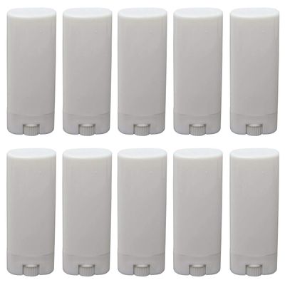 10 Pack 15ml Empty Plastic Tubes Oval Twist-Up Deodorant & Lip Balm ContainersWhite DIY Tubes for Homemade, Crayon Holder (0.5 Oz)
