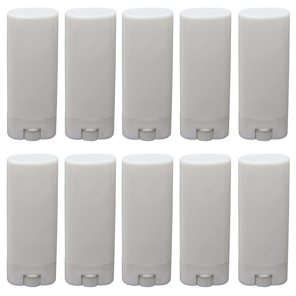 10 Pack 15ml Empty Plastic Tubes Oval Twist-Up Deodorant & Lip Balm ContainersWhite DIY Tubes for Homemade, Crayon Holder (0.5 Oz)