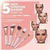 Pro Face Contour Brush Set - Synthetic Contouring Sculpting and Highlighting Kit - Cream Blush Powder Flat Nose Cheek Round Small Angled Fan Tapered Precision Kabuki Foundation Makeup Brushes view 3