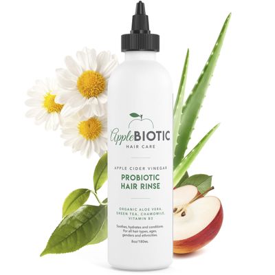 Applebiotic Apple Cider Vinegar Hair Rinse - Gentle Scalp Cleanser to Clarify & Remove Product Buildup - Dry, Itchy Scalp Treatment, Silicone & Sulfate Free, 8 oz
