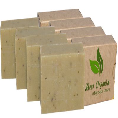 (4 Pack) Certified Organic Sheer Organix Rejuvenative Herbal Soap Handmade in the USA, 4 oz. / 113g, Peppermint Leaf