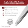 Regine Switzerland Professional Tweezers Slant Tip - Etched Tip Brow and Eyebrow Tool for Men and Women - Precision Tweezers for Fine Hair, Chin, Lash Extensions - Stainless Steel Handmade Beauty Tool view 2