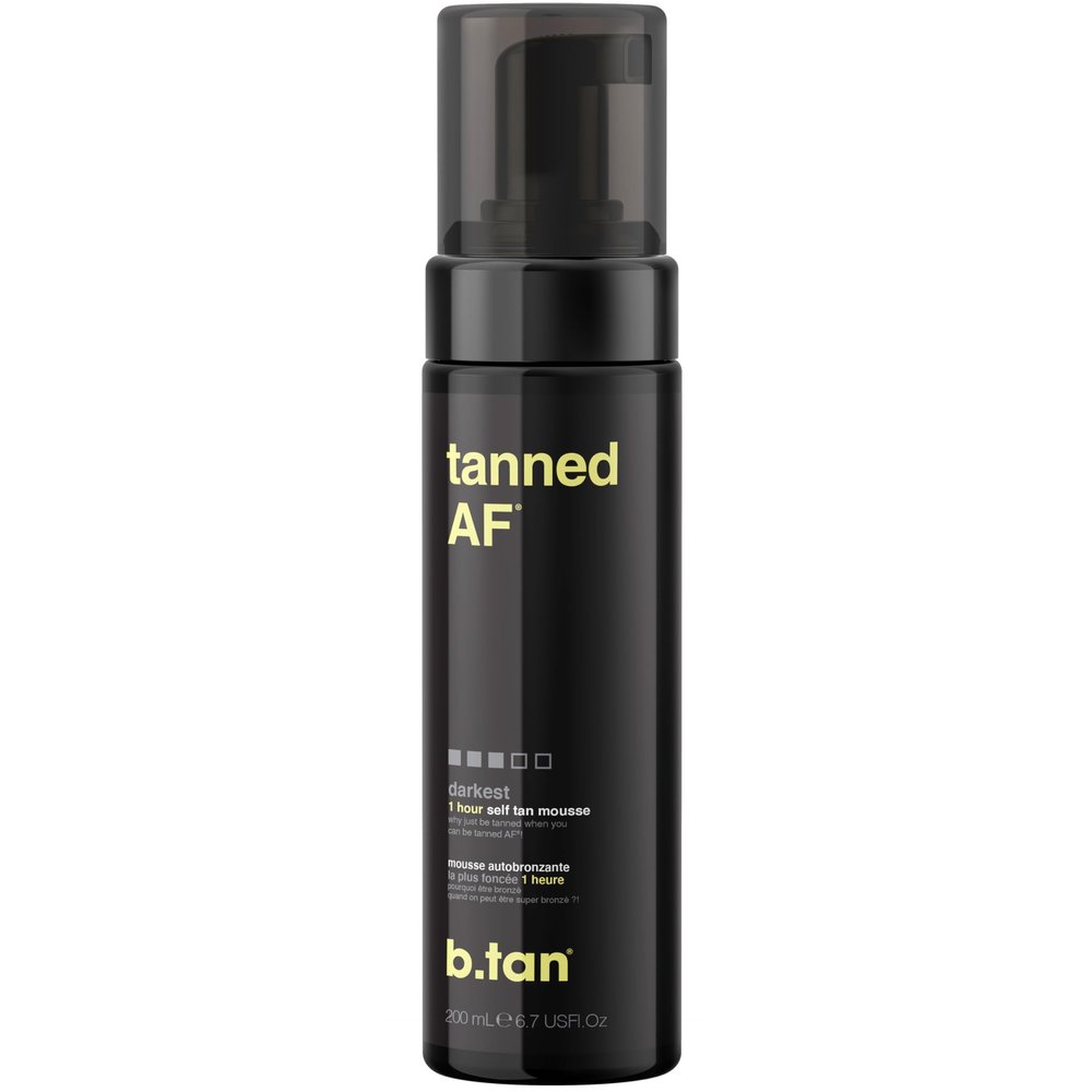 b.tan Dark Self Tanner Mousse | Get Tanned - Best, 1 Hour Express Sunless Tanning Foam, No Fake Tan Smell, Ultra Dark Bronzing Glow, Face & Body, Vegan, Cruelty Free, 6.7 Fl Oz