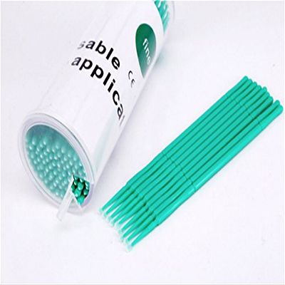 100 PCS Disposable Micro Brush Swab Applicators Eyelash Extension Mascara Wands (green)