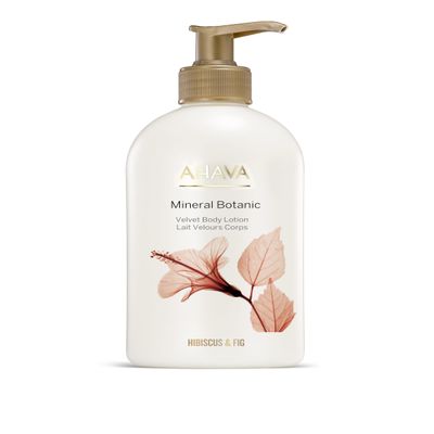 AHAVA Mineral Botanic Velvet Cream Body Lotion, Hibiscus & Fig - Washes Away Dirt and Impurities, Relaxes, Enriched with Exfoliating Hibiscus, Malic & Citric Acid, Fig & Exclusive Osmoter, 17 Fl.Oz