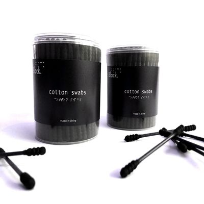 B1ack All Black Pack of 2 Biodegradable 100% Cotton Swab Buds Paper stem Boxes 200 count tips Dab stick