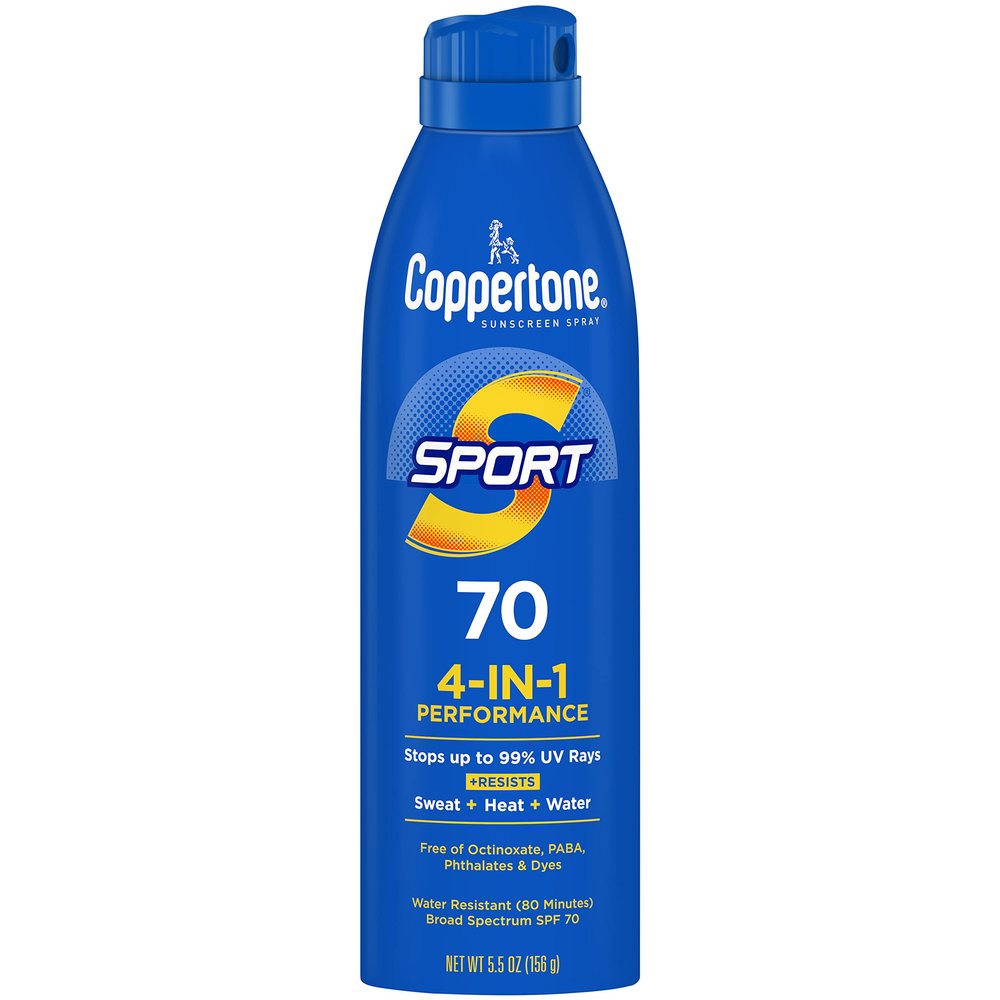 Coppertone SPORT Continuous Sunscreen Spray Broad Spectrum SPF 70 (5.5 Ounce) (Packaging may vary)