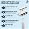 ROCKWELL RAZORS 6C White Chrome Safety Razor for Sensitive Skin. Reduces Razor Burn and Irritation. Comes with 6 Adjustable Shave Settings and 5 Recyclable Blades. Reusable Razor for Men and Women view 2