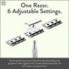 ROCKWELL RAZORS 6C White Chrome Safety Razor for Sensitive Skin. Reduces Razor Burn and Irritation. Comes with 6 Adjustable Shave Settings and 5 Recyclable Blades. Reusable Razor for Men and Women view 3