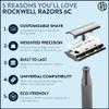 ROCKWELL RAZORS 6C Gunmetal Chrome Safety Razor With 6 Adjustable Shave Settings and 5 Fully Recyclable Razor Blades. Reusable Safety Razors for Men and Women. view 2