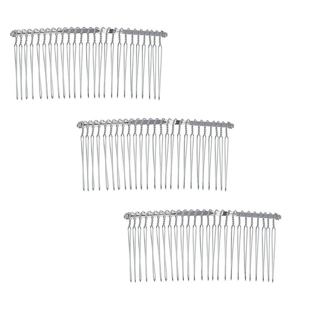 3 Pcs Twist Wire Silver Hair Combs Wedding Bridal Veil Accessory Crafts 4 Inch