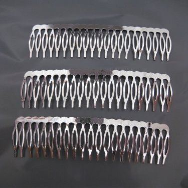 3 Pcs Wire Silver Hair Comb Bridal Wedding Supplies Make Veil Craft DIY 4.5 inch