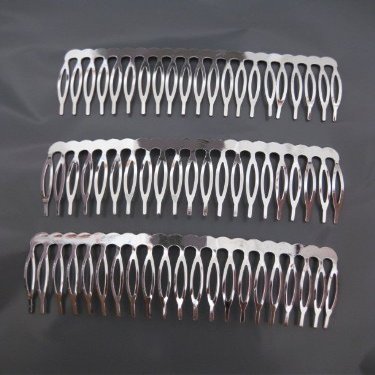3 Pcs Wire Silver Hair Comb Bridal Wedding Supplies Make Veil Craft DIY 4.5 inch