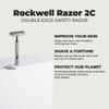 ROCKWELL RAZORS 2C White Chrome Double Edge Safety Razor With Adjustable Shave Settings and 5 Fully Recyclable Razor Blades. Reusable Safety Razors for Men and Women. view 3