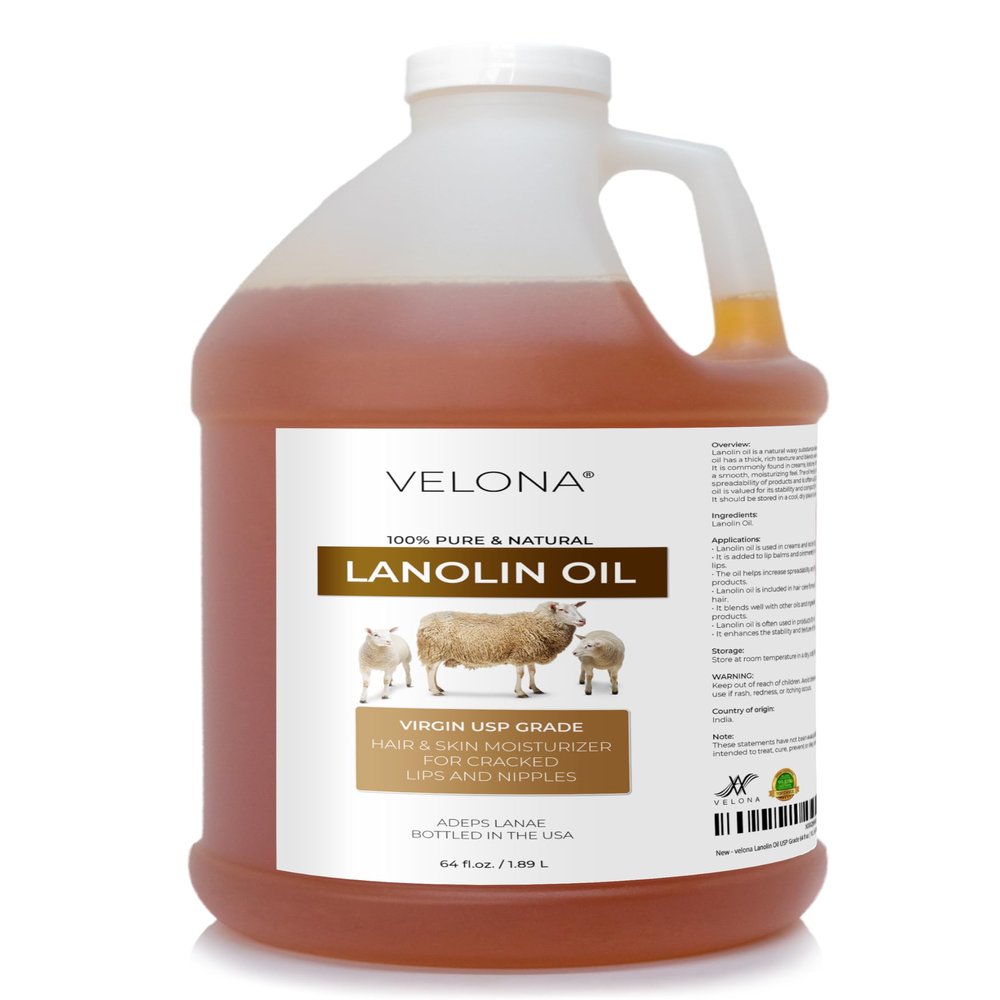 velona Lanolin Oil USP Grade 64 fl oz | 100% Pure and Natural Carrier Oil | Refined, Cold pressed | Skin, Hair, Body & Face Moisturizing | Use Today - Enjoy Results
