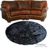 Black Shag Area Rug - Round - Premium Shaggy Faux Fur Sheepskin - Fur Accents Original USA (5' Diameter) view 2