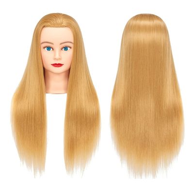 Training Head 26"-28" Mannequin Head Hair Styling Manikin Cosmetology Doll Head Synthetic Fiber Hair Hairdressing Training Model Free Clamp (1711W2720)