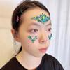 Green Face Jewels Stick On Halloween Face Gems Sticker for Makeup Face Rhinestones Self Adhesive Face Glitter Face Jewelry Festival Party DIY Eye Tattoo Stickers Halloween Makeup (Emerald Ab/SR17) view 3