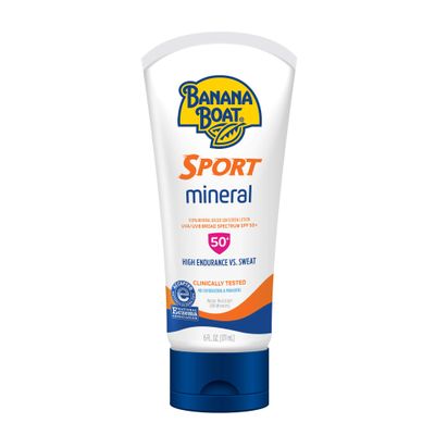 Banana Boat Sport Mineral Sunscreen Lotion SPF 50, 6oz | Banana Boat Mineral Lotion Sunscreen SPF 50, Oxybenzone-Free, Sport Sunblock, 6oz