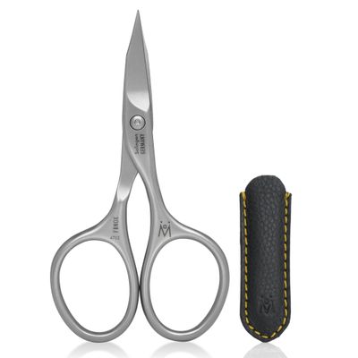 GERMANIKURE Nail and Cuticle Scissors - FINOX Stainless Steel Professional nail scissors for nail tips - nail scissors curved Manicure Tools in Leather Case - Ethically Made in Solingen Germany - 4702