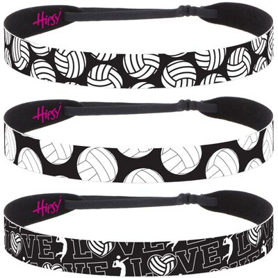 Hipsy Adjustable No Slip Volleyball Headbands for Women Gift Packs (Volleyball Mixed Black 3pk)