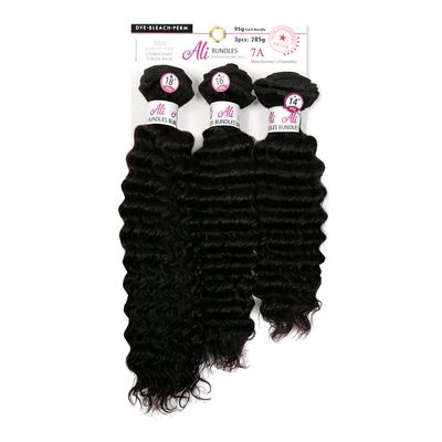 Ali Buldles Unprocessed Brazilian Virgin Human Hair Weave Pineapple Wave ([20"+22"+24"], NATURAL BLACK)