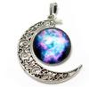 #11 Galaxy Moon Universe Glass Cabochon Crescent Pendant Chain Necklace by 24/7 store view 2