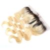 Sent Hair 1B 613 Blonde Frontal with Dark Roots Ombre Blonde Frontal Body Wave Brazilian Human Hair Frontal with Baby Hair Pre Plucked 13x4 Lace Frontal 12 inch view 4