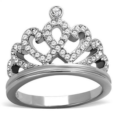 Nationalonlinediscounts Stainless Steel Crystal Tiara Royal Crown Band Ring Sizes 5,6,7,8,9 & 10 (9)