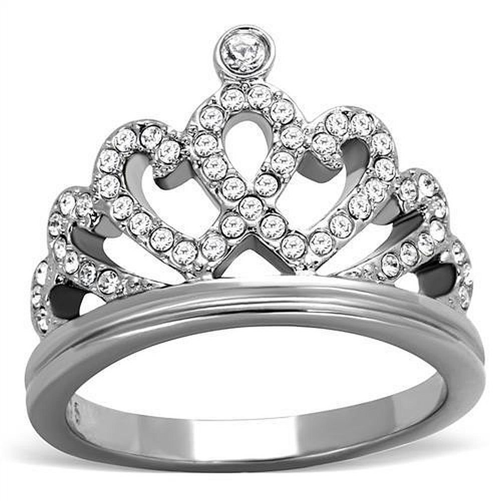 Nationalonlinediscounts Stainless Steel Crystal Tiara Royal Crown Band Ring Sizes 5,6,7,8,9 & 10 (9)