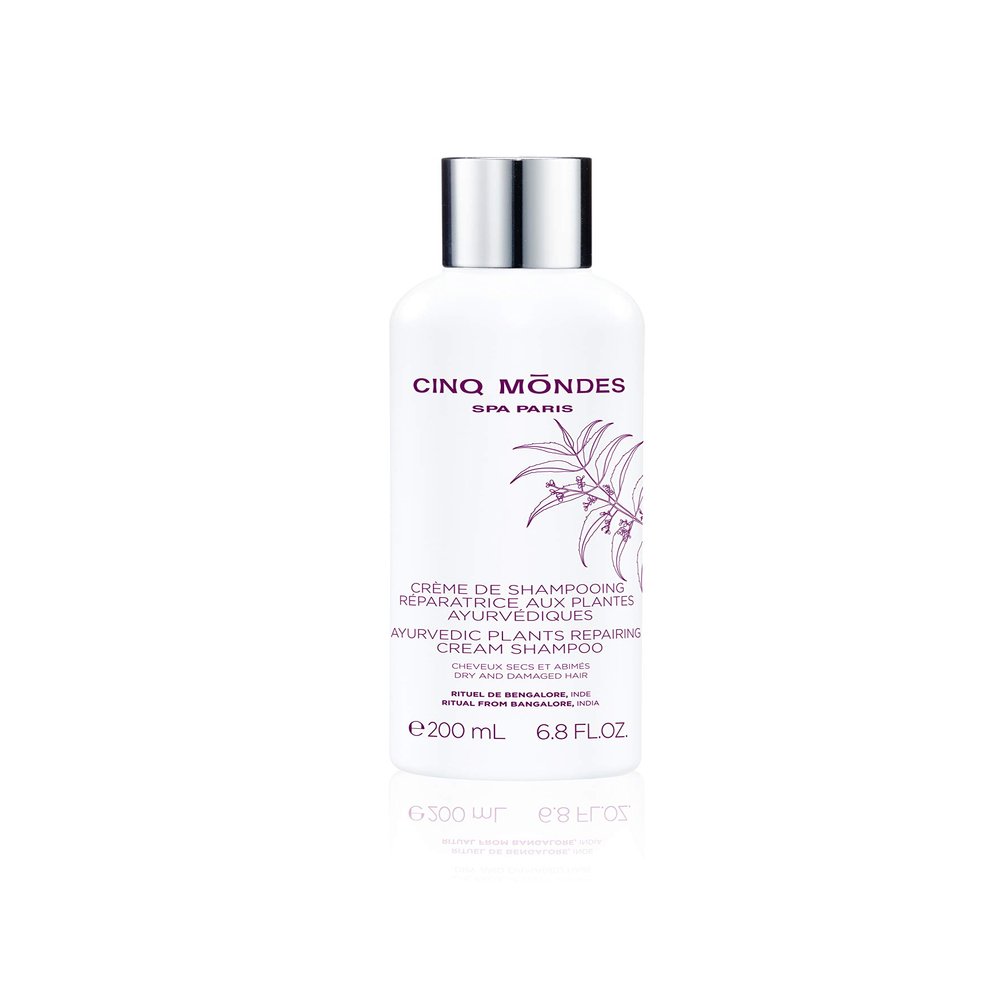 Cinq Mondes Ayurvedic Plants Repairing Cream Shampoo 6.8oz- Natural Sulfate-Free Cream - Restore Dry And Damaged Hair With Amla And Amaranth Oils - For Color Treated Hair