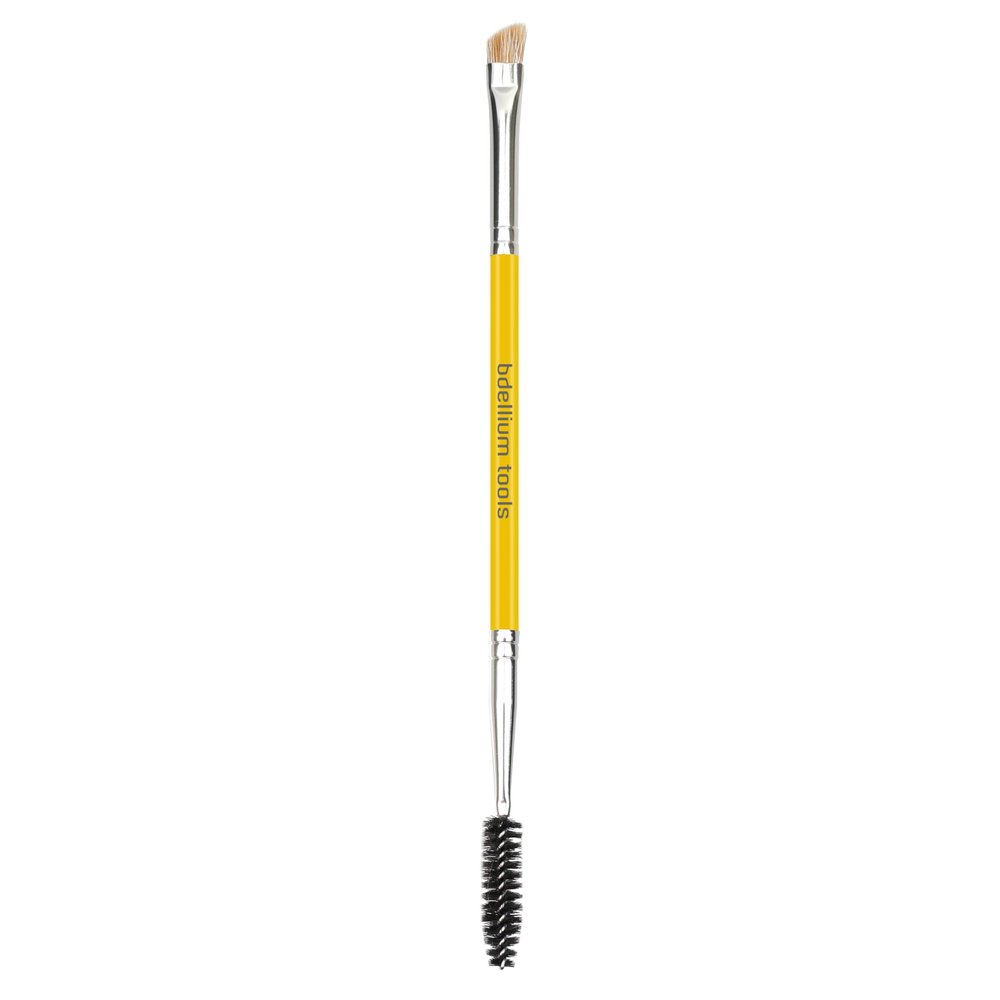 Bdellium Tools Professional Makeup Brush - Studio Series 735 Double-Ended Brow/Lash - With Mix of Soft Synthetic & Natural Fibers, For Eyes Daily Grooming (Yellow, 1pc)