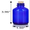 JUVITUS 2 oz Cobalt Blue Glass Boston Round Bottle with Cork Stopper Closure (6 Pack) + Funnel view 2