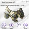 French Amie Scottish Dog Puppy Onyx Silver Grey Small 2" Celluloid Handmade Automatic Hair Clip Barrette for Women and Girls, Made in France view 2