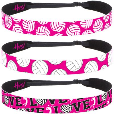 Hipsy Adjustable No Slip Volleyball Headbands for Women Gift Packs (Volleyball Mixed Hot Pink 3pk)